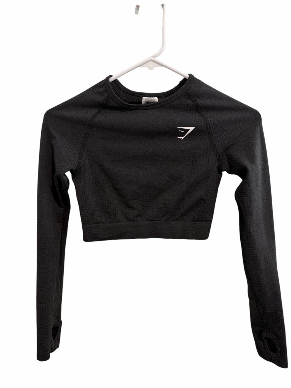 Gymshark Black Long Sleeve Cropped Seamless Top with Logo